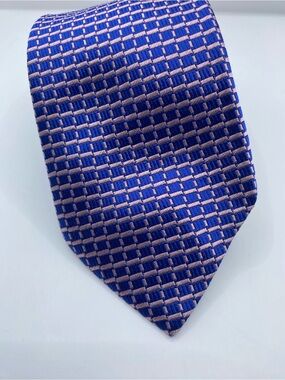PINK Victoria's Secret Blue and Pink Grid Silk Tie